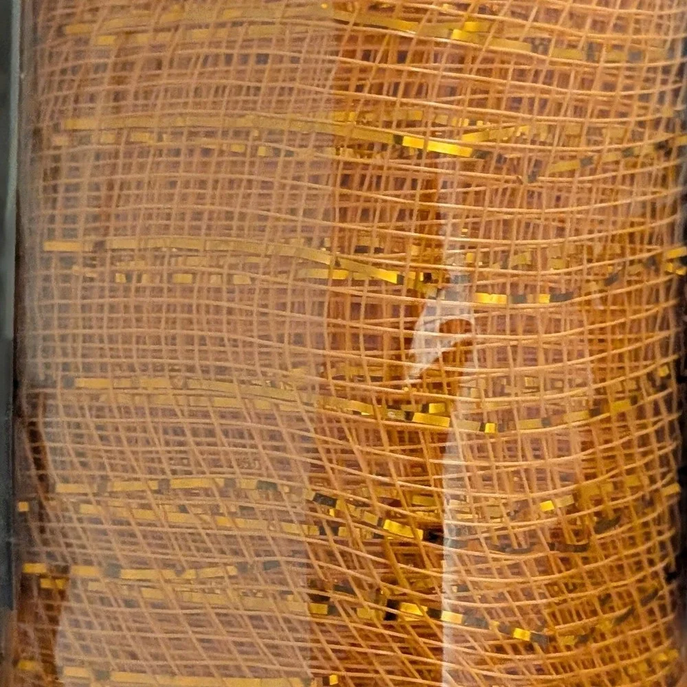 Crafter's Square Orange Decorative Mesh with Gold Tinsel 6‎ inch x 5 yard Roll